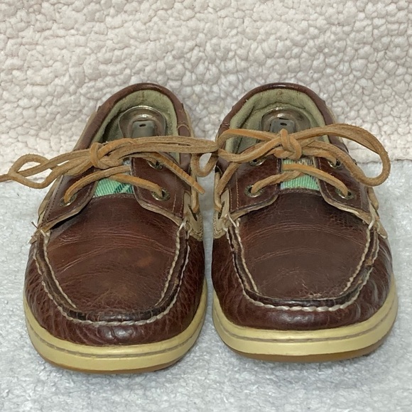 Sperry Top-Sider Womens Brown Leather Plaid Bluefish 2-Eye Boat Shoes Size US 8M - Picture 3 of 11